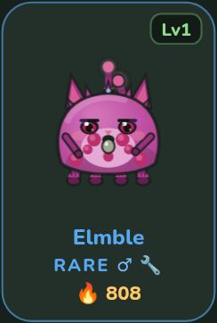 A Support Mythling roster card with its level, rarity, and power score