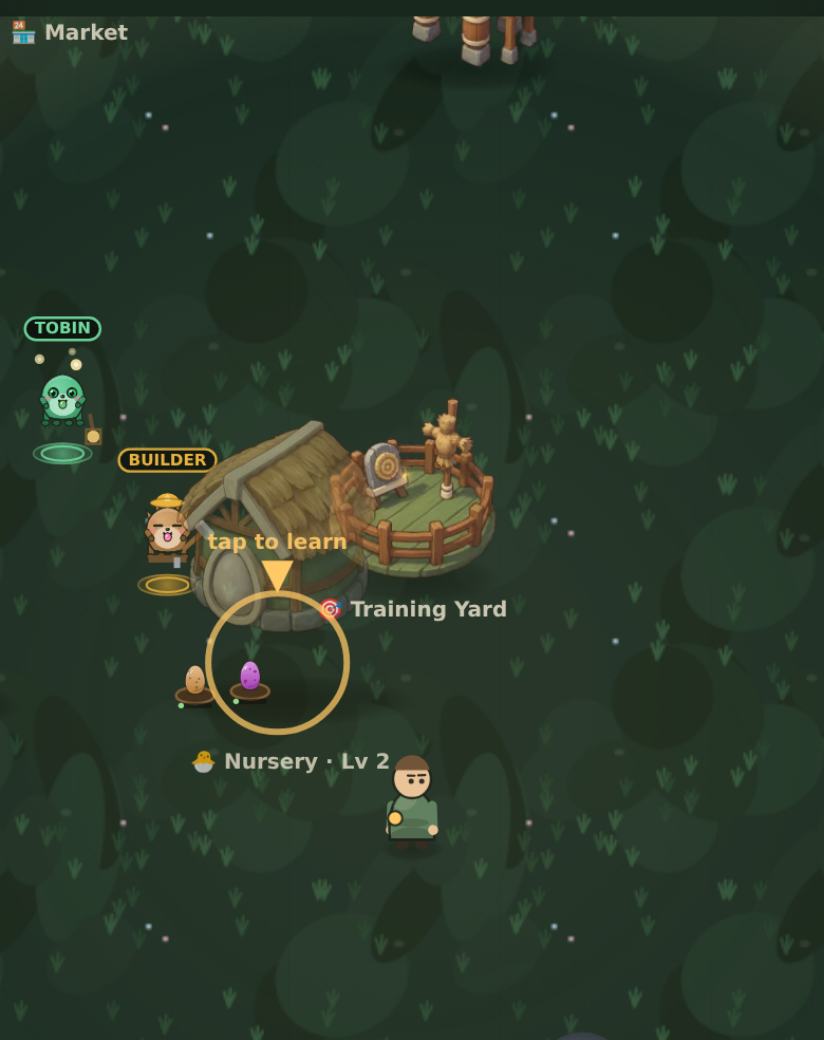 The Training Yard ring beside the Breeding Hall and the Town Well on claimed ground